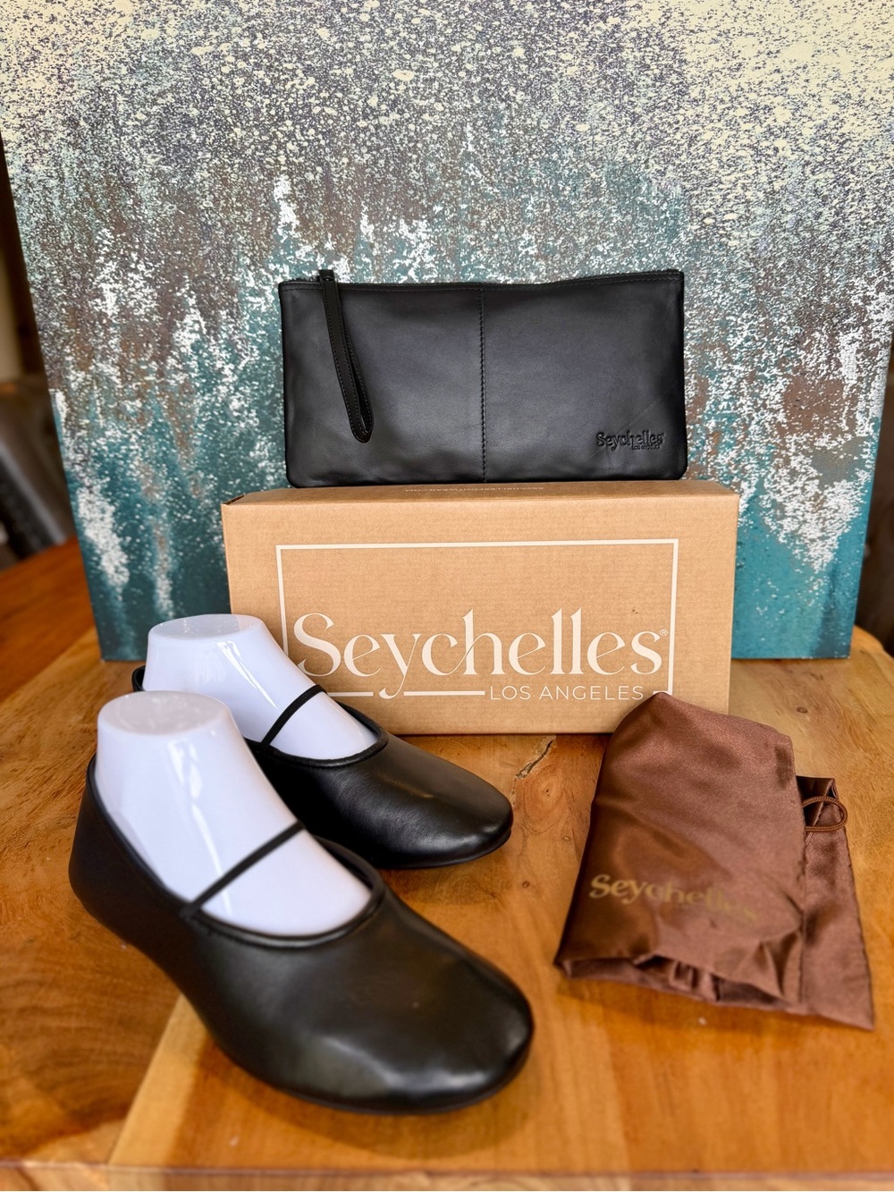 Seychelles Minimalist Leather Packable Ballet Flats Travel Duo Black 7.5 NIB